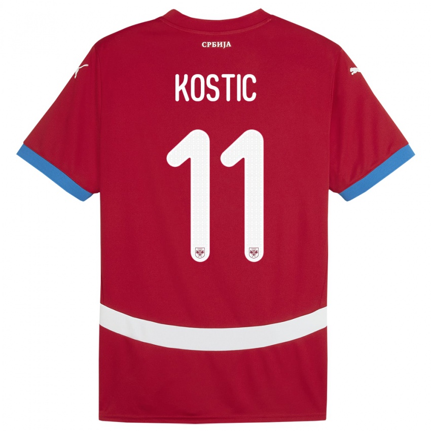 Gyermek Szerbia Filip Kostic #11 Piros Hazai Jersey 24-26 Mez Póló Ing