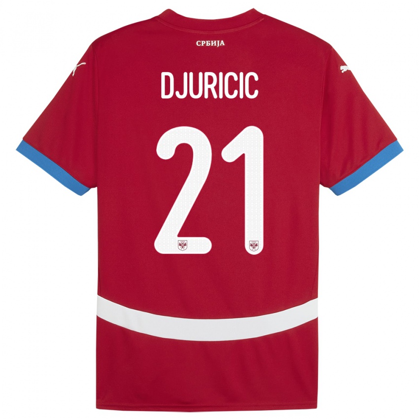 Gyermek Szerbia Filip Djuricic #21 Piros Hazai Jersey 24-26 Mez Póló Ing