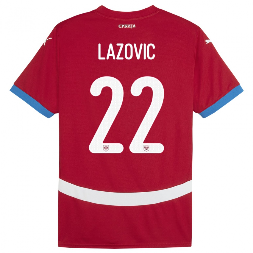 Gyermek Szerbia Darko Lazovic #22 Piros Hazai Jersey 24-26 Mez Póló Ing