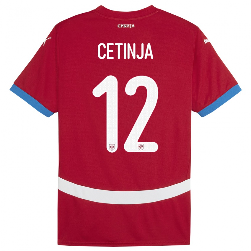 Gyermek Szerbia Sara Cetinja #12 Piros Hazai Jersey 24-26 Mez Póló Ing