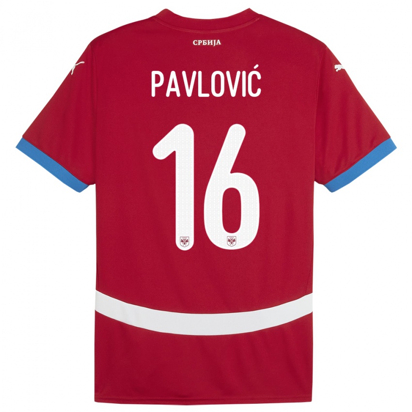 Gyermek Szerbia Sara Pavlovic #16 Piros Hazai Jersey 24-26 Mez Póló Ing