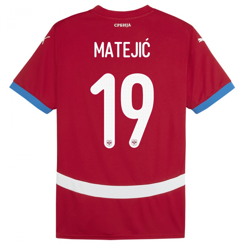 Gyermek Szerbia Nina Matejic #19 Piros Hazai Jersey 24-26 Mez Póló Ing