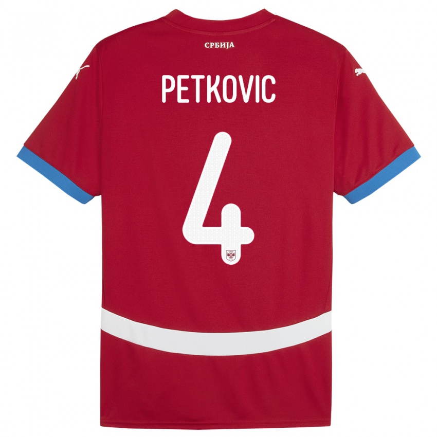 Gyermek Szerbia Nikola Petkovic #4 Piros Hazai Jersey 24-26 Mez Póló Ing