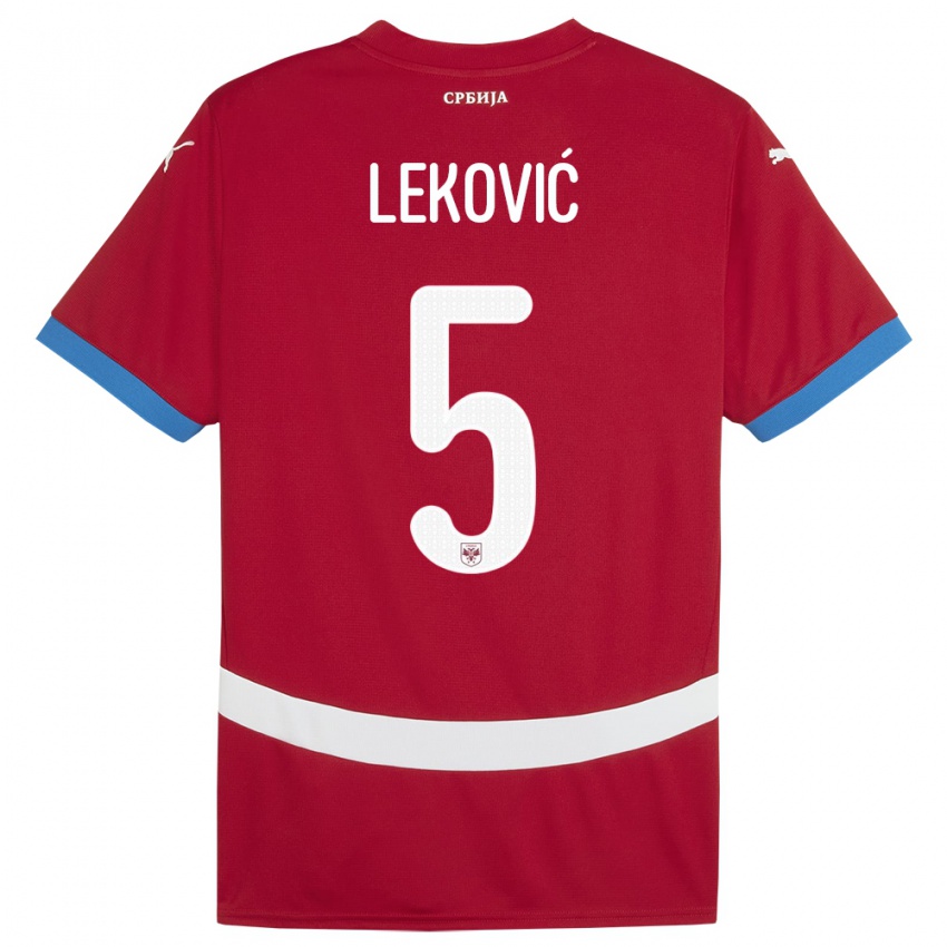 Gyermek Szerbia Stefan Lekovic #5 Piros Hazai Jersey 24-26 Mez Póló Ing