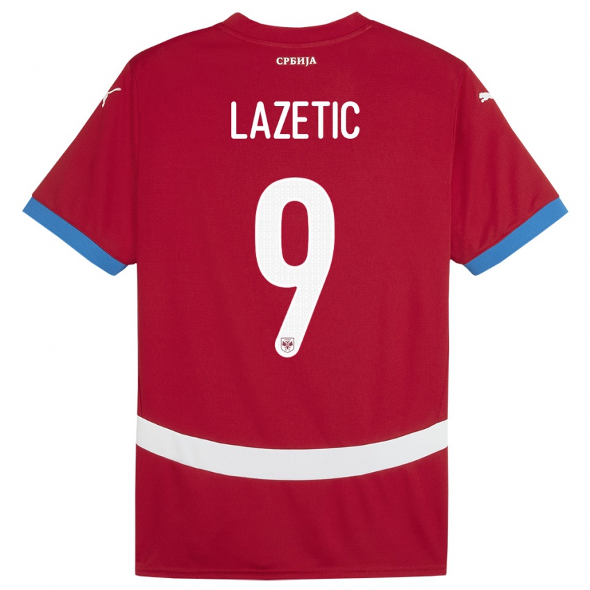 Gyermek Szerbia Marko Lazetic #9 Piros Hazai Jersey 24-26 Mez Póló Ing