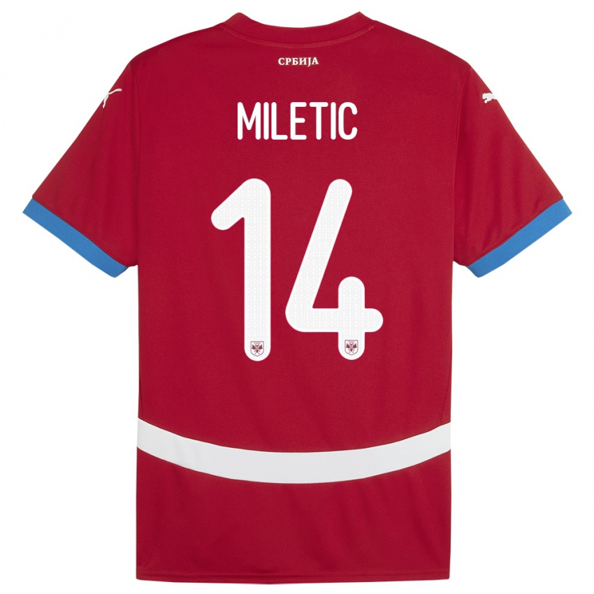 Gyermek Szerbia Vladimir Miletic #14 Piros Hazai Jersey 24-26 Mez Póló Ing