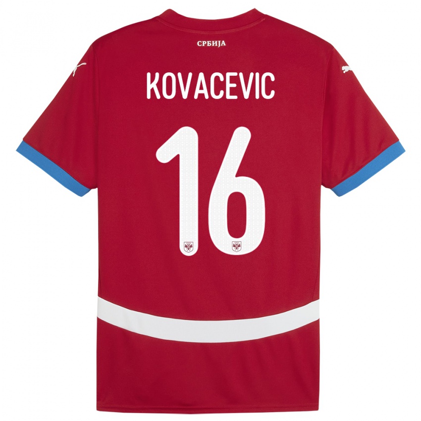 Gyermek Szerbia Bojan Kovacevic #16 Piros Hazai Jersey 24-26 Mez Póló Ing