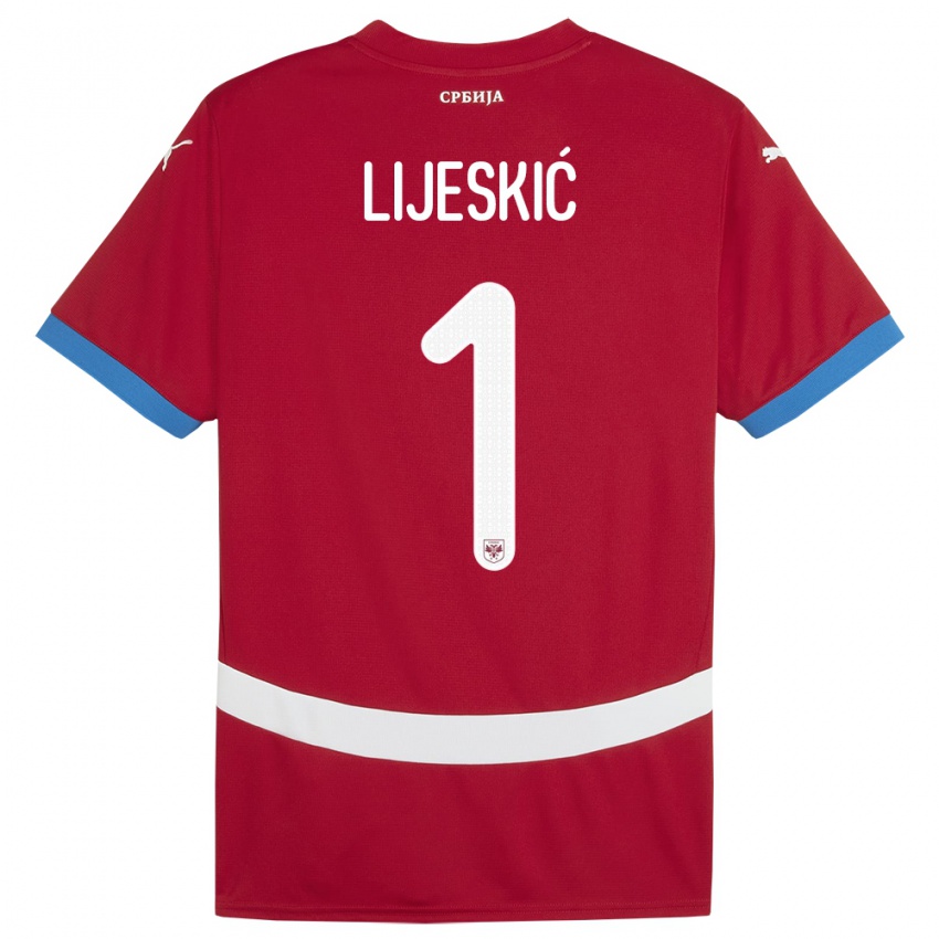 Gyermek Szerbia Luka Lijeskic #1 Piros Hazai Jersey 24-26 Mez Póló Ing