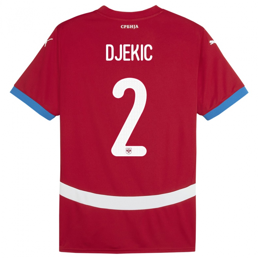 Gyermek Szerbia Djuro Giulio Djekic #2 Piros Hazai Jersey 24-26 Mez Póló Ing