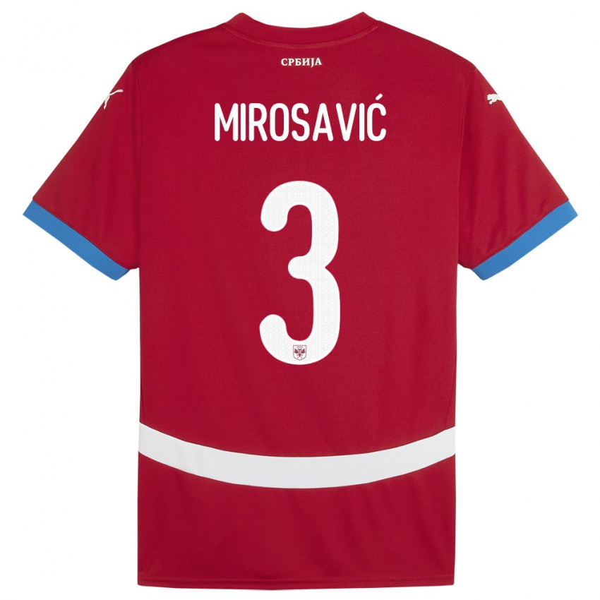 Gyermek Szerbia Veljko Mirosavic #3 Piros Hazai Jersey 24-26 Mez Póló Ing