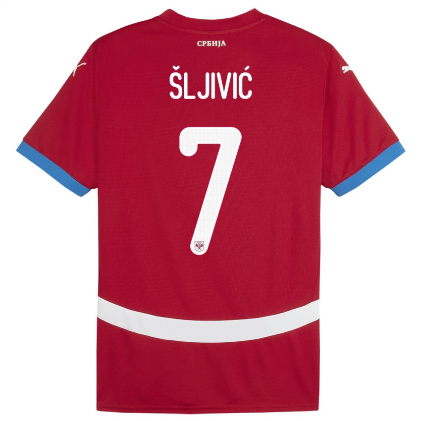 Gyermek Szerbia Jovan Sljivic #7 Piros Hazai Jersey 24-26 Mez Póló Ing