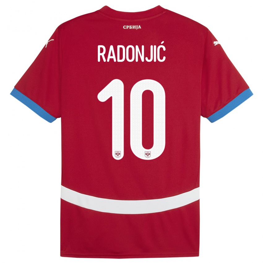 Gyermek Szerbia Mateja Radonjic #10 Piros Hazai Jersey 24-26 Mez Póló Ing