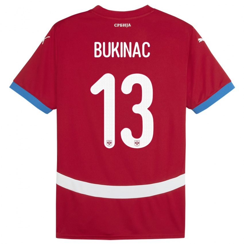 Gyermek Szerbia Stefan Bukinac #13 Piros Hazai Jersey 24-26 Mez Póló Ing