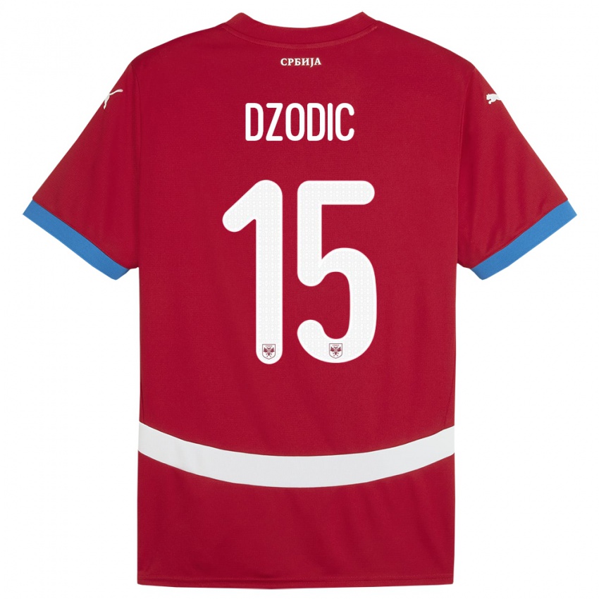 Gyermek Szerbia Stefan Dzodic #15 Piros Hazai Jersey 24-26 Mez Póló Ing