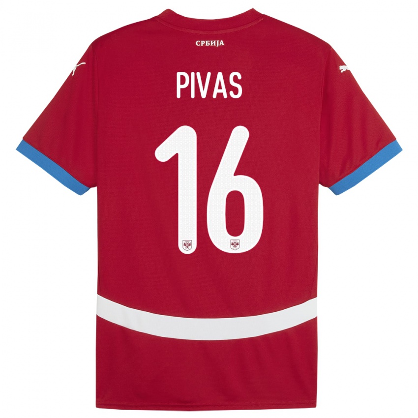 Gyermek Szerbia Miodrag Pivas #16 Piros Hazai Jersey 24-26 Mez Póló Ing