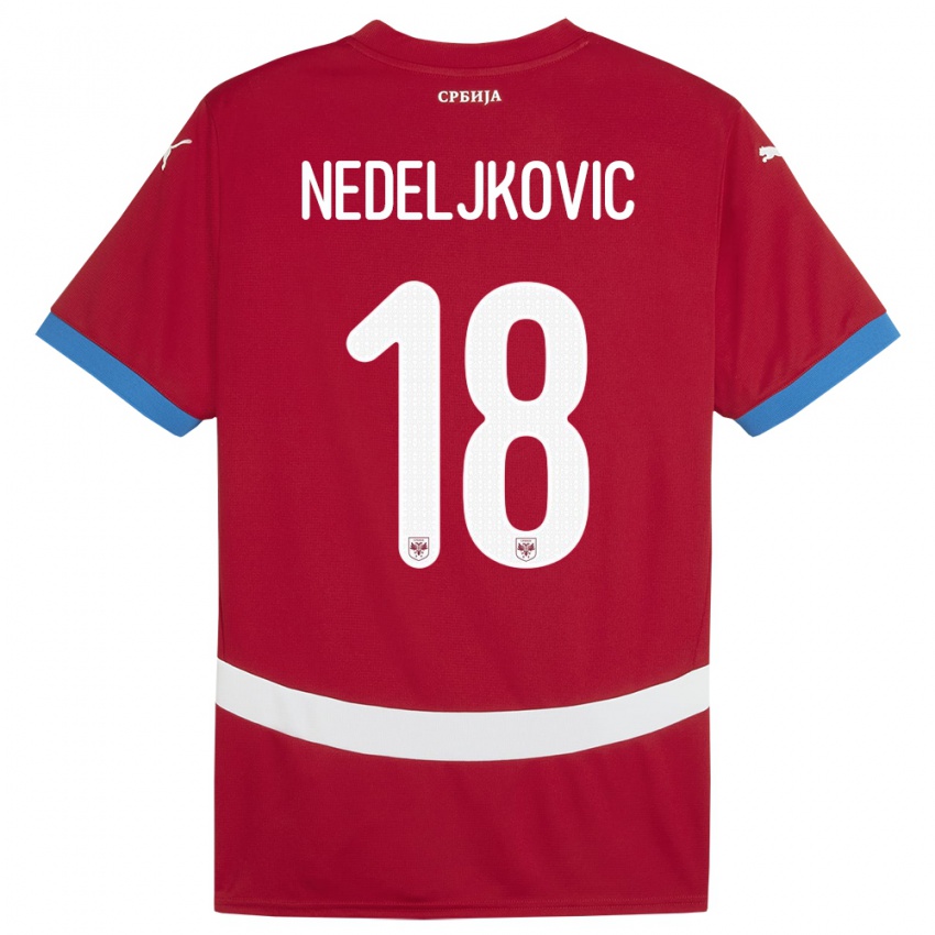 Gyermek Szerbia Kosta Nedeljkovic #18 Piros Hazai Jersey 24-26 Mez Póló Ing