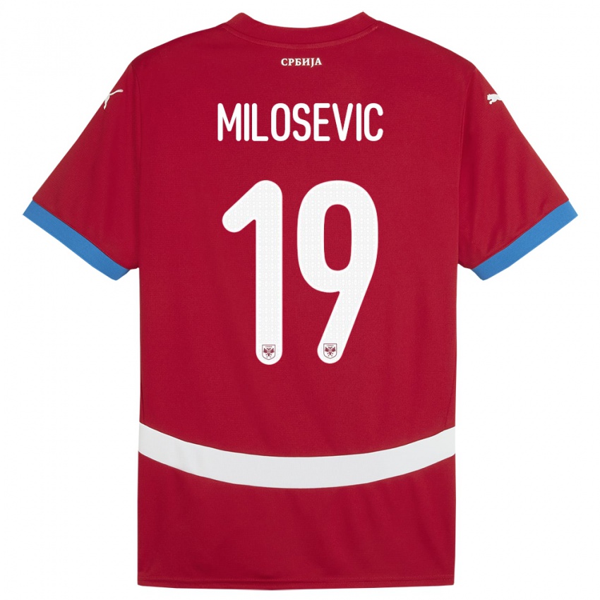 Gyermek Szerbia Jovan Milosevic #19 Piros Hazai Jersey 24-26 Mez Póló Ing