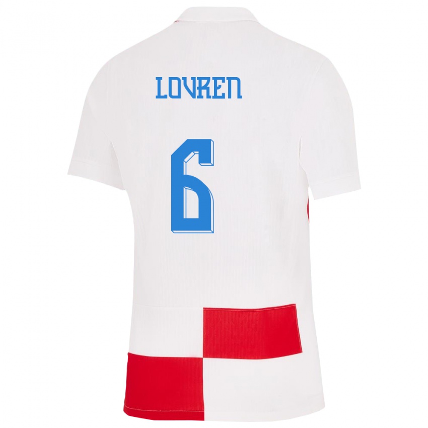 Gyermek Horvátország Dejan Lovren #6 Fehér Piros Hazai Jersey 24-26 Mez Póló Ing