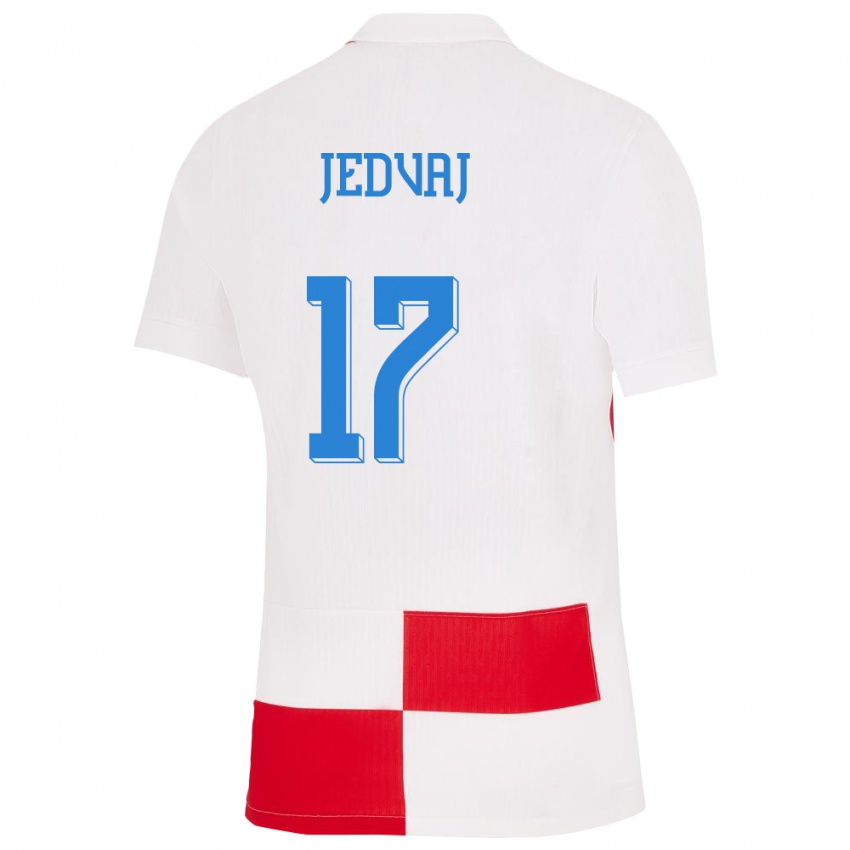 Gyermek Horvátország Karla Jedvaj #17 Fehér Piros Hazai Jersey 24-26 Mez Póló Ing