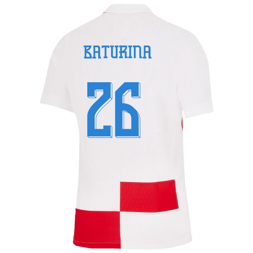 Gyermek Horvátország Martin Baturina #26 Fehér Piros Hazai Jersey 24-26 Mez Póló Ing