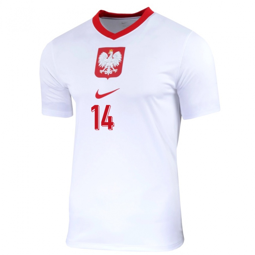 Gyermek Lengyelország Mateusz Klich #14 Fehér Hazai Jersey 24-26 Mez Póló Ing