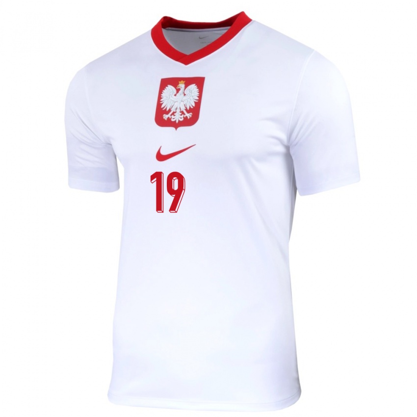 Gyermek Lengyelország Przemyslaw Frankowski #19 Fehér Hazai Jersey 24-26 Mez Póló Ing