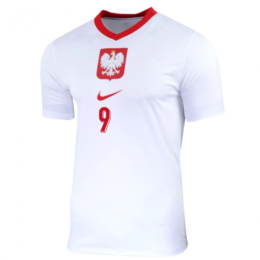 Gyermek Lengyelország Robert Lewandowski #9 Fehér Hazai Jersey 24-26 Mez Póló Ing