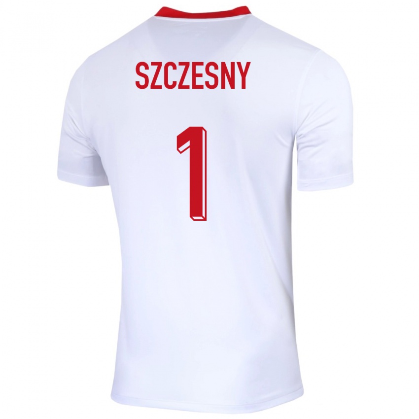 Gyermek Lengyelország Wojciech Szczesny #1 Fehér Hazai Jersey 24-26 Mez Póló Ing