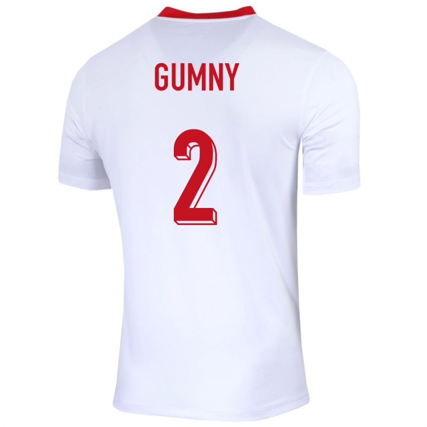 Gyermek Lengyelország Robert Gumny #2 Fehér Hazai Jersey 24-26 Mez Póló Ing