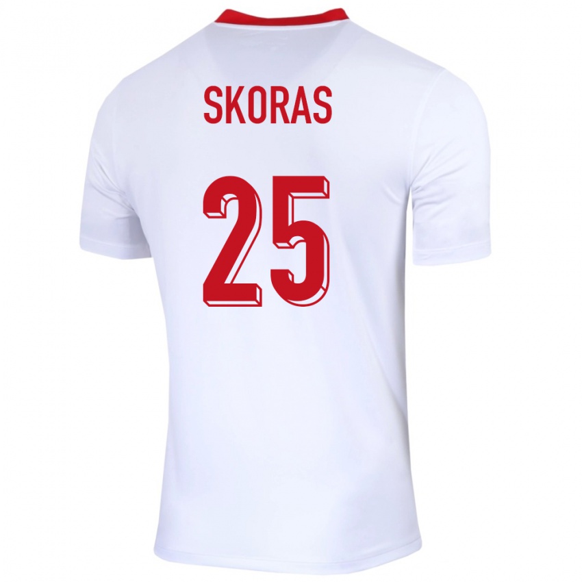 Gyermek Lengyelország Michal Skoras #25 Fehér Hazai Jersey 24-26 Mez Póló Ing