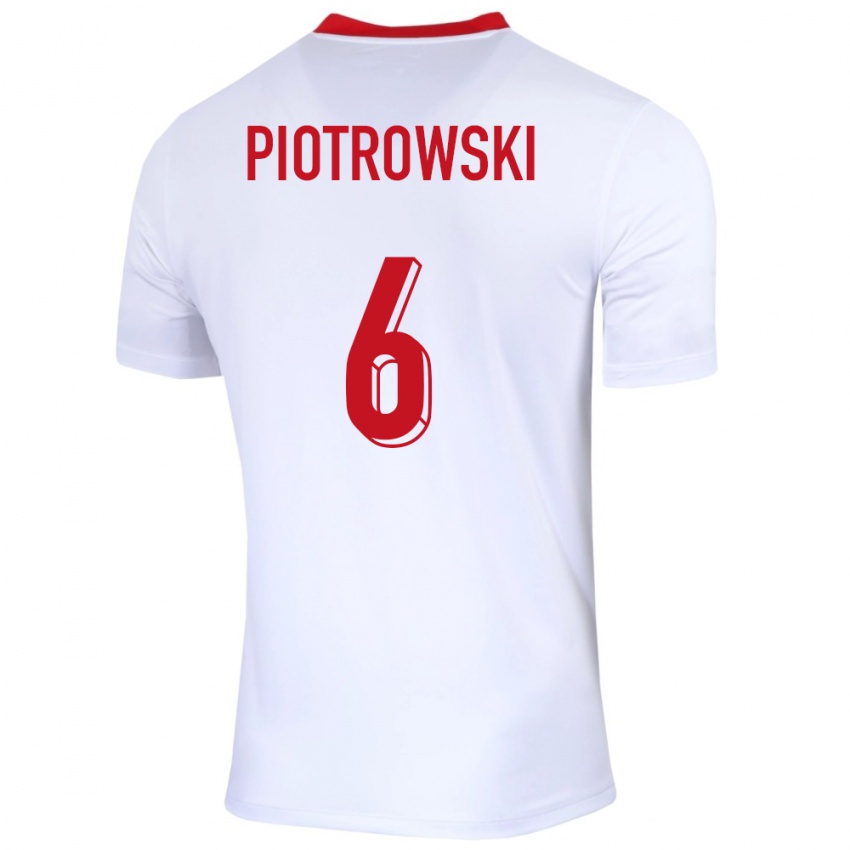 Gyermek Lengyelország Jakub Piotrowski #6 Fehér Hazai Jersey 24-26 Mez Póló Ing