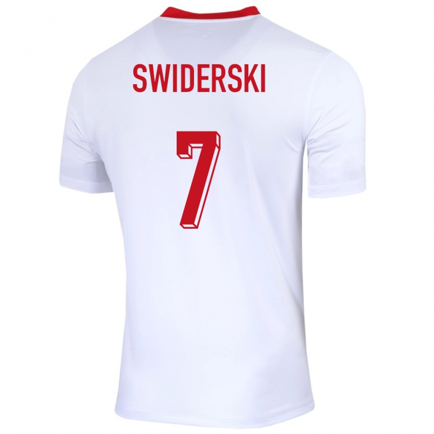 Gyermek Lengyelország Karol Swiderski #7 Fehér Hazai Jersey 24-26 Mez Póló Ing