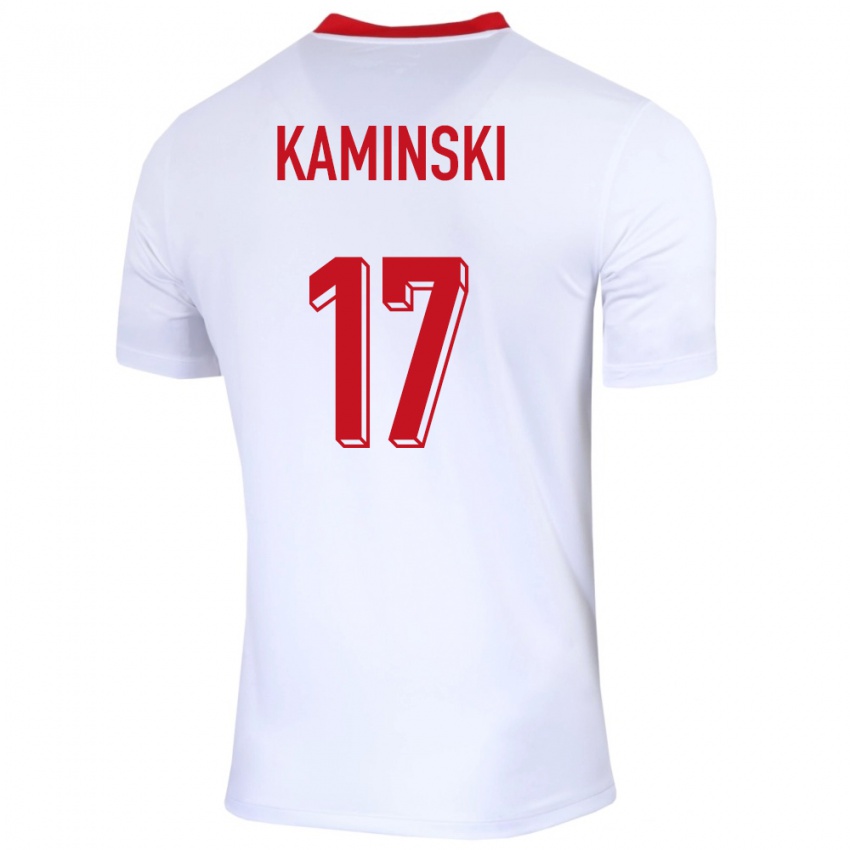 Gyermek Lengyelország Jakub Kaminski #17 Fehér Hazai Jersey 24-26 Mez Póló Ing