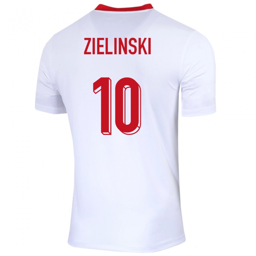 Gyermek Lengyelország Piotr Zielinski #10 Fehér Hazai Jersey 24-26 Mez Póló Ing