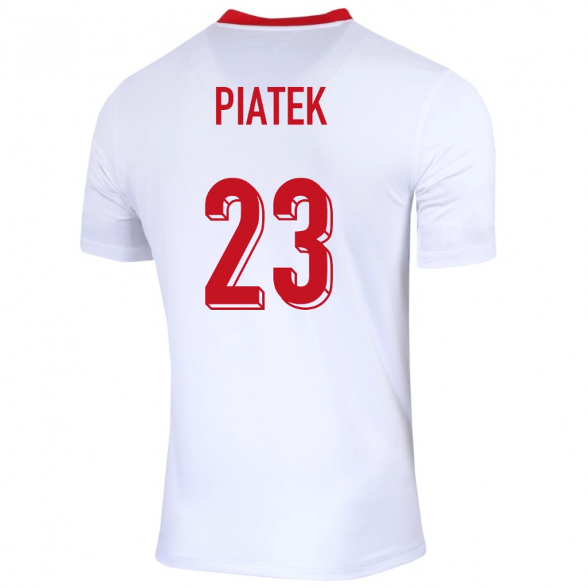 Gyermek Lengyelország Krzysztof Piatek #23 Fehér Hazai Jersey 24-26 Mez Póló Ing