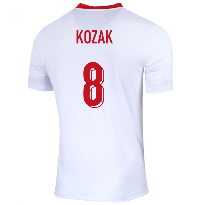 Gyermek Lengyelország Kinga Kozak #8 Fehér Hazai Jersey 24-26 Mez Póló Ing