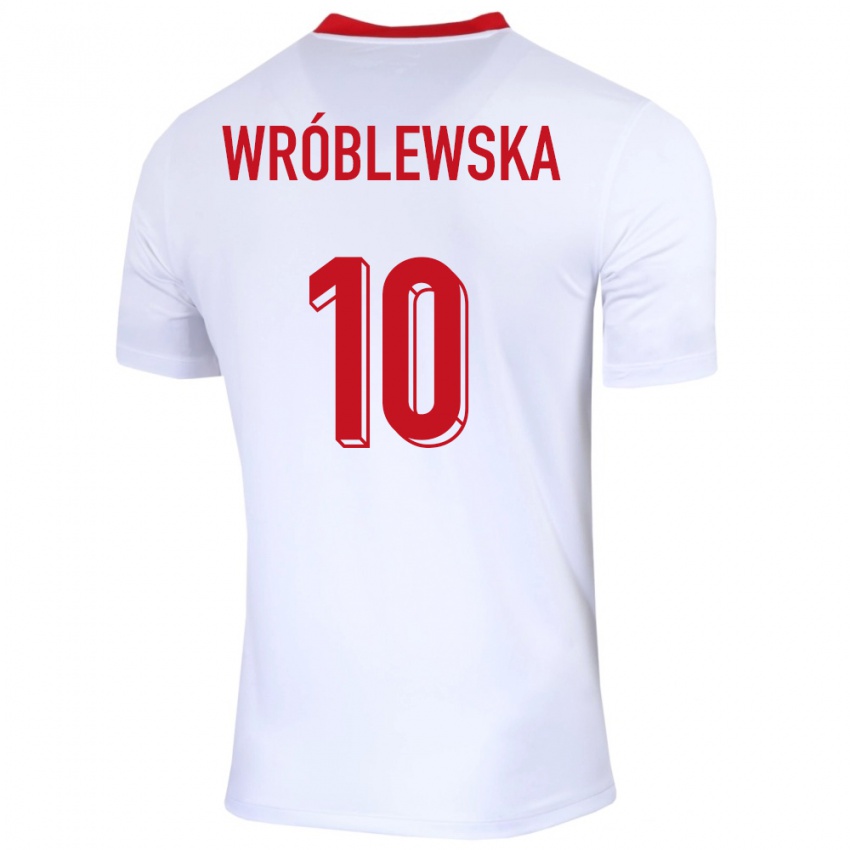 Gyermek Lengyelország Joanna Wroblewska #10 Fehér Hazai Jersey 24-26 Mez Póló Ing