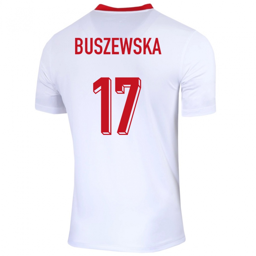 Gyermek Lengyelország Zofia Buszewska #17 Fehér Hazai Jersey 24-26 Mez Póló Ing