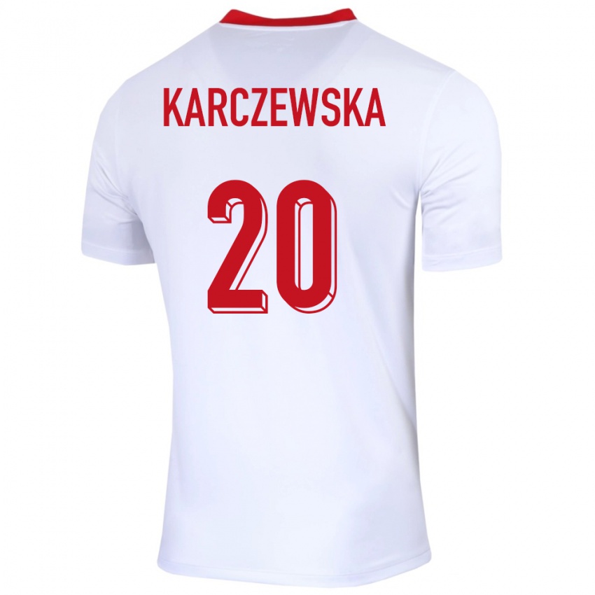 Gyermek Lengyelország Nikola Karczewska #20 Fehér Hazai Jersey 24-26 Mez Póló Ing