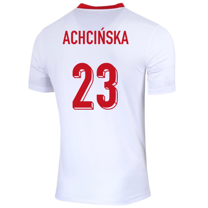 Gyermek Lengyelország Adriana Achcinska #23 Fehér Hazai Jersey 24-26 Mez Póló Ing