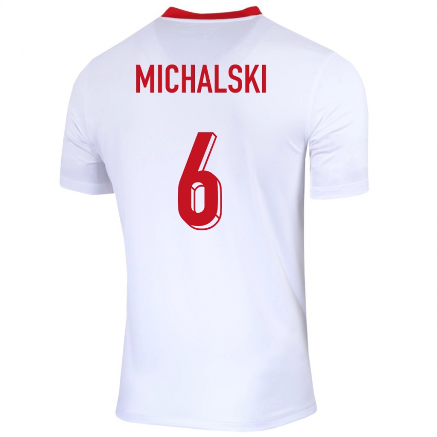 Gyermek Lengyelország Szymon Michalski #6 Fehér Hazai Jersey 24-26 Mez Póló Ing