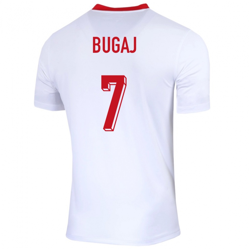 Gyermek Lengyelország Dawid Bugaj #7 Fehér Hazai Jersey 24-26 Mez Póló Ing