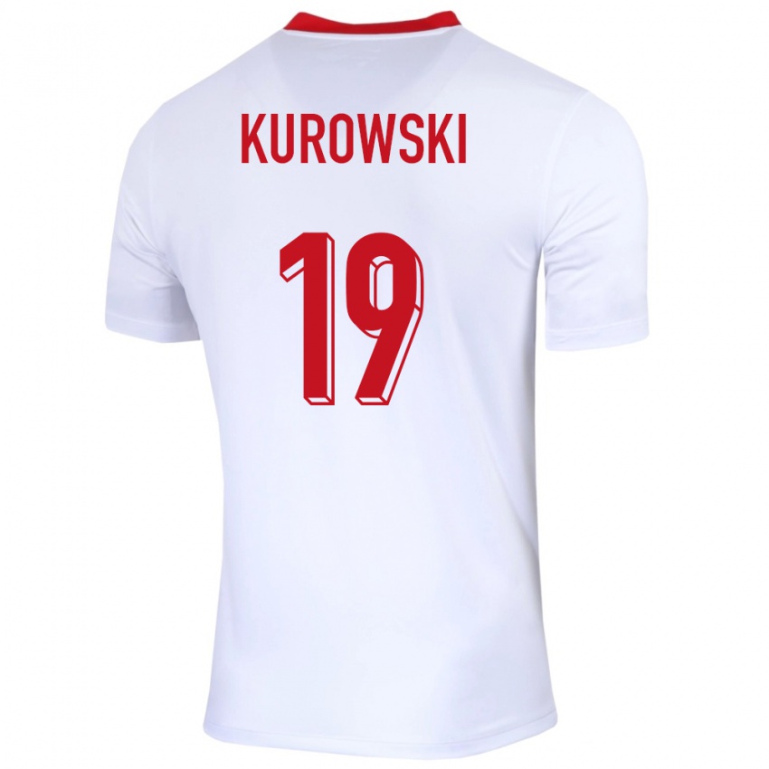 Gyermek Lengyelország Milosz Kurowski #19 Fehér Hazai Jersey 24-26 Mez Póló Ing