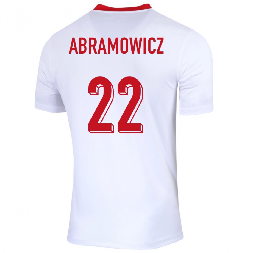 Gyermek Lengyelország Slawomir Abramowicz #22 Fehér Hazai Jersey 24-26 Mez Póló Ing