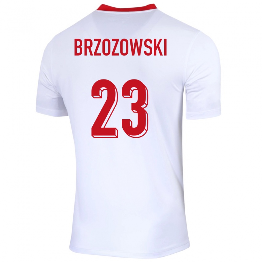 Gyermek Lengyelország Milosz Brzozowski #23 Fehér Hazai Jersey 24-26 Mez Póló Ing