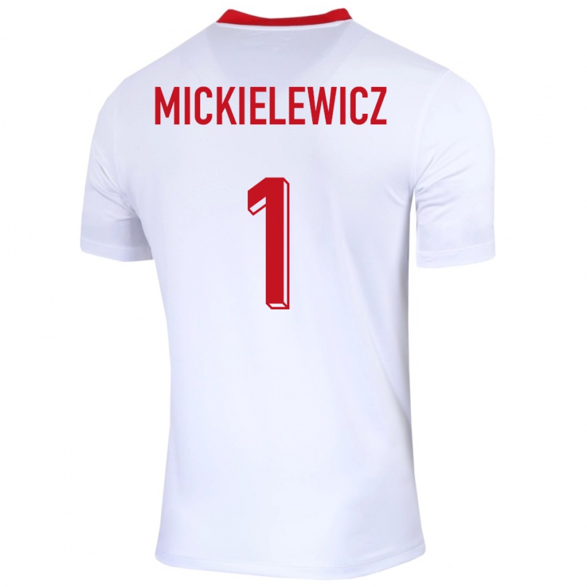 Gyermek Lengyelország Aleksander Mickielewicz #1 Fehér Hazai Jersey 24-26 Mez Póló Ing