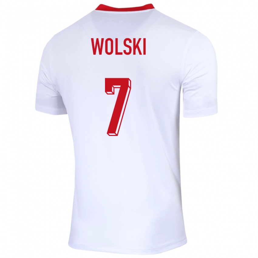 Gyermek Lengyelország Filip Wolski #7 Fehér Hazai Jersey 24-26 Mez Póló Ing