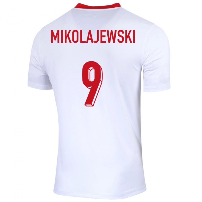 Gyermek Lengyelország Daniel Mikolajewski #9 Fehér Hazai Jersey 24-26 Mez Póló Ing