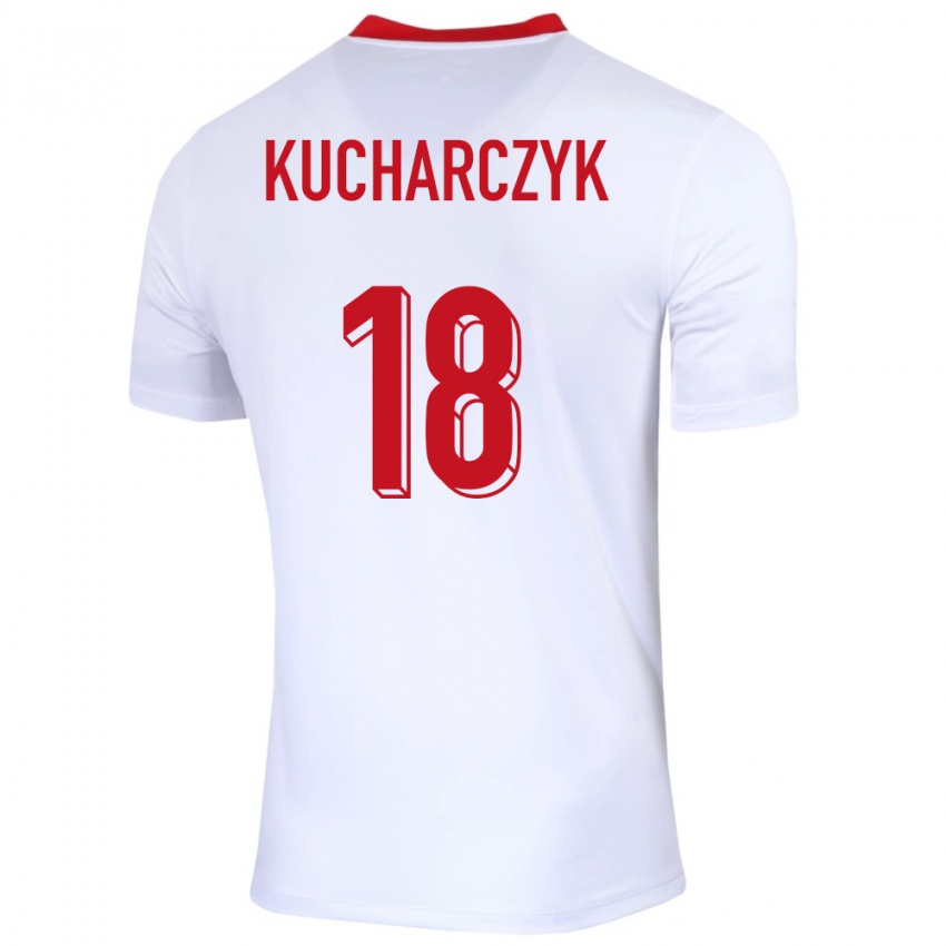 Gyermek Lengyelország Filip Kucharczyk #18 Fehér Hazai Jersey 24-26 Mez Póló Ing