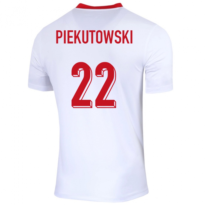 Gyermek Lengyelország Milosz Piekutowski #22 Fehér Hazai Jersey 24-26 Mez Póló Ing